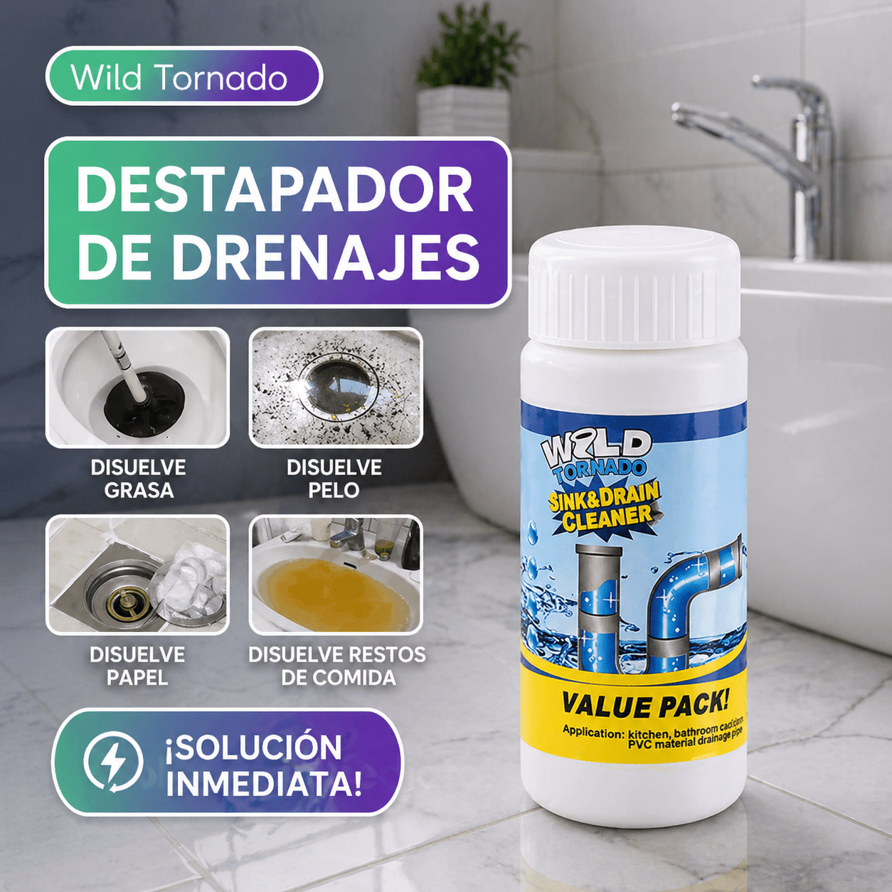 PACK X5 POLVO DESTAPADOR DE CAÑERÍAS 💥💧
